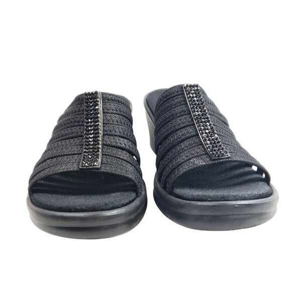 Skechers Womens Size 9.5 Black Open-Toe Wedge Slide Sandals - Picture 6 of 9